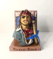 Kumbara Banka Kutusu Birikim Karayip Korsanı Biblo Heykel Ev Süsü Dekor - 1