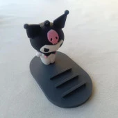 Telefon Tutucu Sanrio Kuromi Silikon Telefon Standı Karakter Figür Oyuncak thumbnail 9