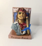Kumbara Banka Kutusu Birikim Karayip Korsanı Biblo Heykel Ev Süsü Dekor - 5