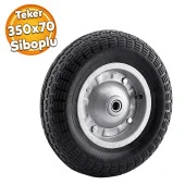 El Arabası Yük Taşıma Tekeri Siboplu Bilyeli Rulmanlı Havalı Dublex 350x70 mm Çelik Jant Tekerlek - 1