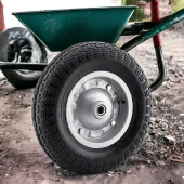 El Arabası Yük Taşıma Tekeri Siboplu Bilyeli Rulmanlı Havalı Dublex 350x70 mm Çelik Jant Tekerlek - 5