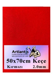 Kırmızı Keçe 50x70 cm 2.0 mm 1 Adet Renkli Hobi Keçesi Elişi Keçesi Anasınıfı Kreş Okul Öncesi - 1