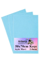 Açık Mavi Keçe 50x70 cm 2.0 mm 3 Adet Renkli Hobi Keçesi Elişi Keçesi Anasınıfı Kreş Okul Öncesi - 1