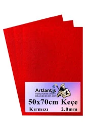 Kırmızı Keçe 50x70 cm 2.0 mm 3 Adet Renkli Hobi Keçesi Elişi Keçesi Anasınıfı Kreş Okul Öncesi - 1