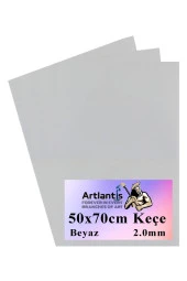 Beyaz Keçe 50x70 cm 2.0 mm 3 Adet Renkli Hobi Keçesi Elişi Keçesi Anasınıfı Kreş Okul Öncesi - 1