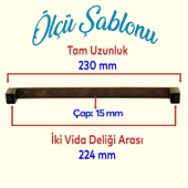 Düz Eskitme Antik Sarı Bihter Metal 224 mm Mobilya Mutfak Çekmece Dolap Dolabı Kulpu Kulbu Kulpları thumbnail 2