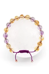 Ametist - Sitrin Doğal Taş Makrome Örme Bileklik thumbnail 1