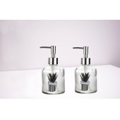 BANYO SETİ CAM SIVI SABUNLUK 2 ADET,KAKTÜS 1 DESEN 300ML 7,6X15,5CM - 2