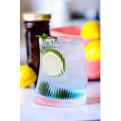 Eğik Asimetrik Çizgi Desenli Pinterest Bardak Kokteyl Meşrubat 350 ML Cam Bardak - 1