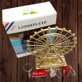 İngiltere Londra Dönme Dolap Otobüs Telefon Kulübesi ve Big Ben Anahtarlık Dörtlü Paket thumbnail 3