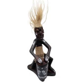 Ahşap Primitif Aborjin Davulcu El Yapımı thumbnail 2