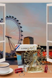 İngiltere Londra Dönme Dolap Otobüs Telefon Kulübesi ve Big Ben Anahtarlık Dörtlü Paket thumbnail 8