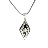 925 Ayar Gümüş Baklava Şekilli Oltu Taşı Kolye thumbnail 2