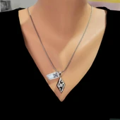 925 Ayar Gümüş Baklava Şekilli Oltu Taşı Kolye thumbnail 1