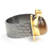 925 Ayar Gümüş Oval Kaplangözü Taşlı Yüzük thumbnail 2