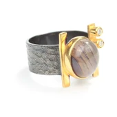 925 Ayar Gümüş Oval Ametist Taşlı Yüzük thumbnail 3