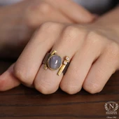 925 Ayar Gümüş Oval Ametist Taşlı Yüzük thumbnail 1