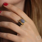 925 Ayar Gümüş Oval Ametist Taşlı Yüzük thumbnail 8