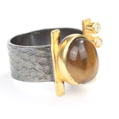 925 Ayar Gümüş Oval Kaplangözü Taşlı Yüzük thumbnail 1