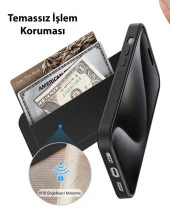 Polham 3in1 iPhone 14 Pro İle Uyumlu Deri Kılıf, Kartlık ve Stant, Kamera Korumalı Cüzdanlı Kılıf - 2