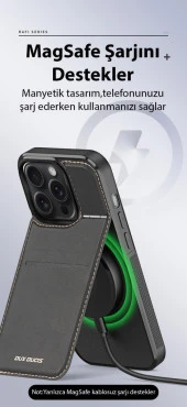 Polham 3in1 iPhone 14 Pro İle Uyumlu Deri Kılıf, Kartlık ve Stant, Kamera Korumalı Cüzdanlı Kılıf - 4