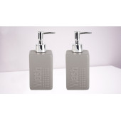 BANYO SETİ SERAMİK SIVI SABUNLUK 2 ADET GRİ MODERN 7X7X17CM 300ML thumbnail 2