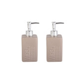 BANYO SETİ SERAMİK SIVI SABUNLUK 2 ADET BEJ MODERN 7X7X17CM 300ML - 1