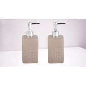 BANYO SETİ SERAMİK SIVI SABUNLUK 2 ADET BEJ MODERN 7X7X17CM 300ML - 2