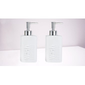 BANYO SETİ SERAMİK SIVI SABUNLUK 2 ADET BEYAZ  MODERN  7X7X17CM 300ML - 2