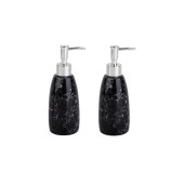 BANYO SETİ MERMER DESENLİ SİYAH SIVI SABUNLUK 2 ADET 8X8X17CM 300ML - 1