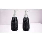BANYO SETİ MERMER DESENLİ SİYAH SIVI SABUNLUK 2 ADET 8X8X17CM 300ML - 2