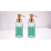 BANYO SETİ SIVI SABUNLUK 2 ADET CAM ALTIN PİRİNC POMPALI 7X7X20CM 325ML thumbnail 3