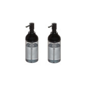 BANYO SETİ SIVI SABUNLUK 2 ADET FÜME SİYAH RENKLİ AKRİLİK 8X8X16CM 360ML - 1