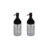 BANYO SETİ SIVI SABUNLUK 2 ADET FÜME SİYAH RENKLİ AKRİLİK 8X8X16CM 360ML - 2