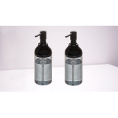 BANYO SETİ SIVI SABUNLUK 2 ADET FÜME SİYAH RENKLİ AKRİLİK 8X8X16CM 360ML - 3