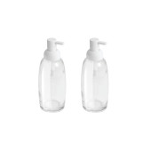BANYO SETİ SIVI SABUNLUK 2 ADET BEYAZ CAM  7X7X21CM 300ML - 2