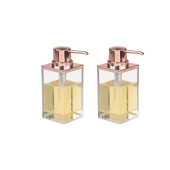 BANYO SETİ SIVI SABUNLUK 2 ADET MODERN ALTIN BAKIR TASARIMLI 6X6X15CM 400ML - 1