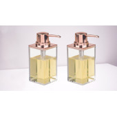 BANYO SETİ SIVI SABUNLUK 2 ADET MODERN ALTIN BAKIR TASARIMLI 6X6X15CM 400ML - 3