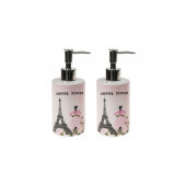 BANYO SETİ SERAMİK SIVI SABUNLUK 2 ADET EYFEL KULESİ MODEL 7X7X18CM 320ML - 1