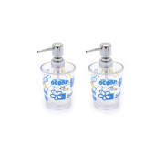 BANYO SETİ SIVI SABUNLUK 2 ADET DENİZ DESEN AKRİLİK 8X8X16CM 350ML - 1