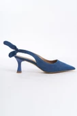 MiniPony Mavi Kot Arkası Açık Stiletto Fiyonklu Ayakkabı - 4