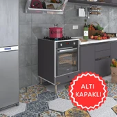 Kenzlife ankastre modülü kabini tulyum gri fırın ocak dolabı özel boy ayarlı ayaklı kapaklı - 1