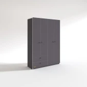 Kenzlife gardırop 4 kapılı kapaklı 2 çekmeceli hüsnüyusuf gri 173*120*42 gardolap dolap ofis thumbnail 3