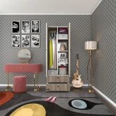 Kenzlife gardırop 2 kapılı kapaklı 2 çekmeceli nilüfer crd 173*60*42 gardolap dolap ofis thumbnail 1