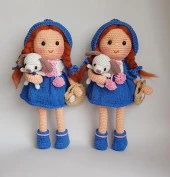 Mavi Başlıklı Kız Amigurumi Organik Oyuncak - 1