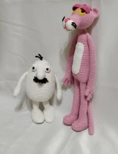 Pembe Panter ve Beyaz Adam Amigurumi Organik Oyuncak - 1