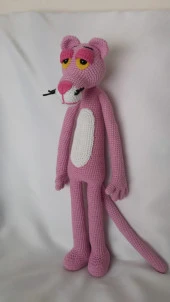 Pembe Panter ve Beyaz Adam Amigurumi Organik Oyuncak - 3
