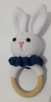 Sevimli Tavşan Çıngırak Amigurumi Organik Oyuncak - 1