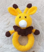 Şirin Geyik Çıngırak Amigurumi Organik Oyuncak - 1