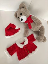 Yılbaşı Sevimli Ayıcığı Amigurumi Organik Oyuncak - 2